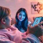 Engaging with an AI girlfriend on a modern device, showcasing advanced technology and companionship.