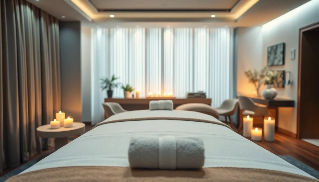 따뜻한 조명과 에센셜 오일이 있는 럭셔리 호텔 객실에서 수원 출장마사지가 제공되는 편안한 분위기.