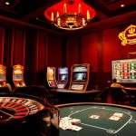 Experience rebahin excitement with a vibrant casino scene featuring roulette, poker, and slot machines.