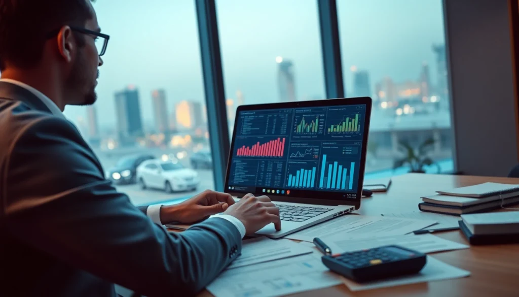 Corporate Tax Return Filing in UAE with a professional reviewing documents in a modern office.